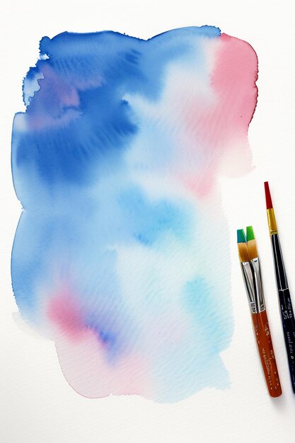 Foto aquarel splash inkt blauwe achtergrondafbeelding mooie kleur verf smudge effect eenvoudige achtergrond