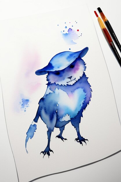 Aquarel splash inkt blauwe achtergrondafbeelding mooie kleur verf smudge effect eenvoudige achtergrond