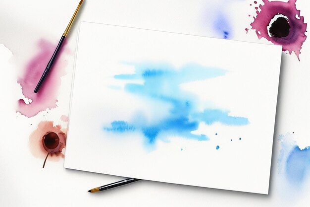 Aquarel splash inkt blauwe achtergrondafbeelding mooie kleur verf smudge effect eenvoudige achtergrond