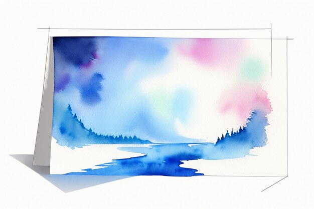 Aquarel splash inkt blauwe achtergrondafbeelding mooie kleur verf smudge effect eenvoudige achtergrond