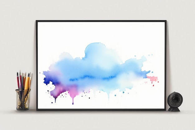 Aquarel splash inkt blauwe achtergrondafbeelding mooie kleur verf smudge effect eenvoudige achtergrond