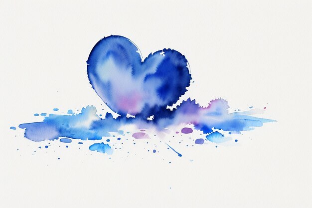 Aquarel splash inkt blauwe achtergrondafbeelding mooie kleur verf smudge effect eenvoudige achtergrond