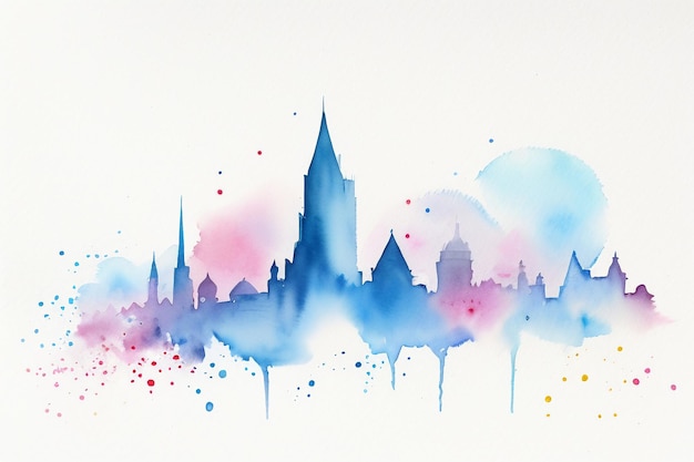 Aquarel splash inkt blauwe achtergrondafbeelding mooie kleur verf smudge effect eenvoudige achtergrond