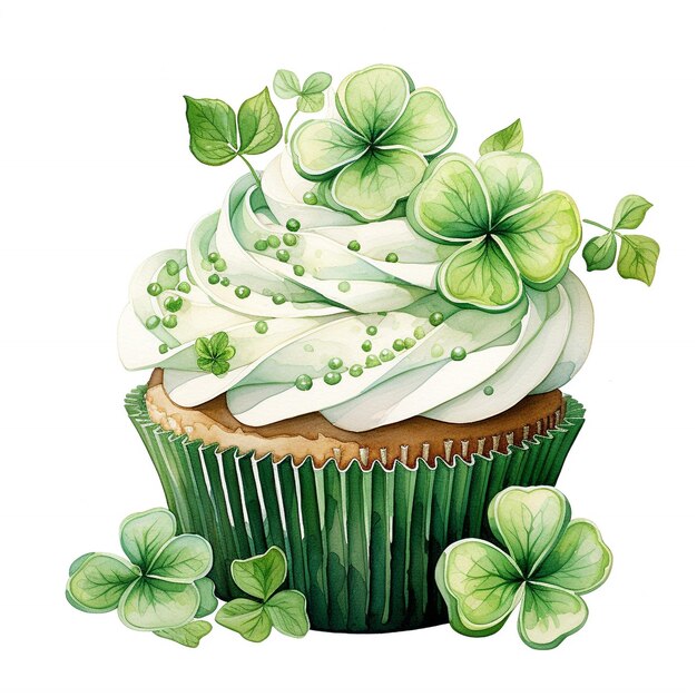 Foto aquarel st. patrick groen cupcake