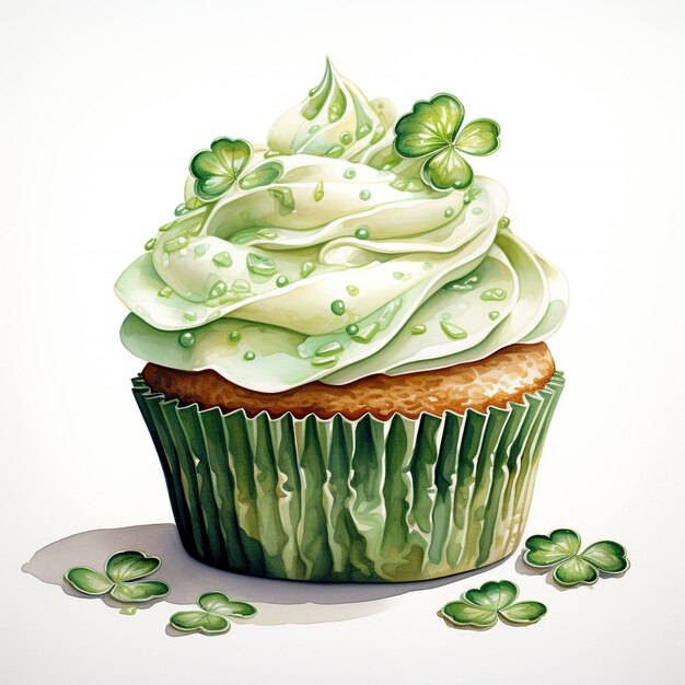 Foto aquarel st. patrick groen cupcake