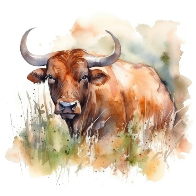 Foto aquarel stier