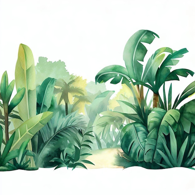 Aquarel stijl jungle illustratie