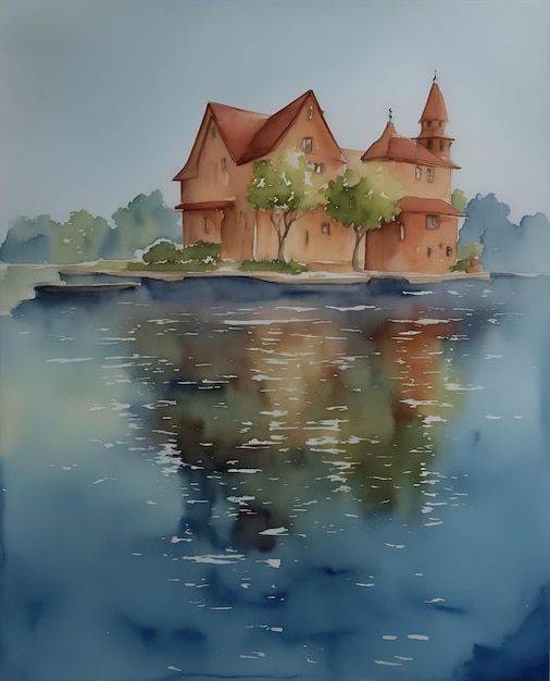 aquarel stijl rivier