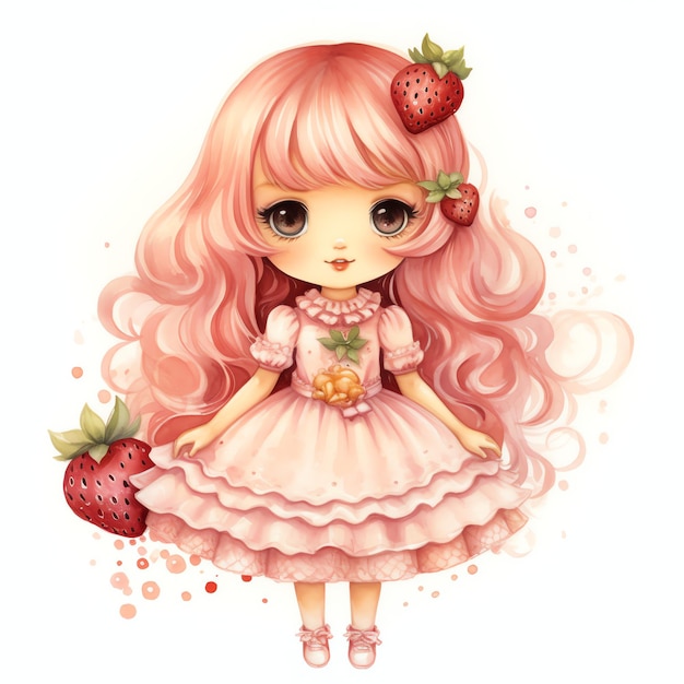 Aquarel Strawberry Shortcake pop aquarel clipart illustratie