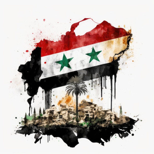 Aquarel Syrië aardbeving illustratie geïsoleerd op een witte achtergrond