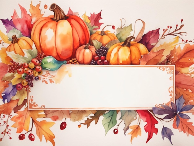 Aquarel Thanksgiving herfst grenskader