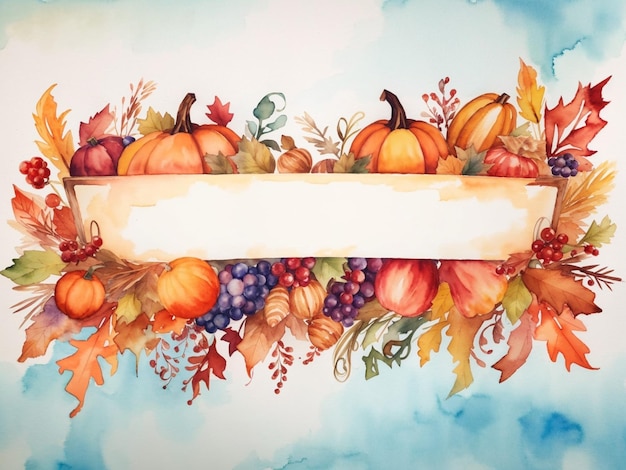 Aquarel Thanksgiving herfst grenskader