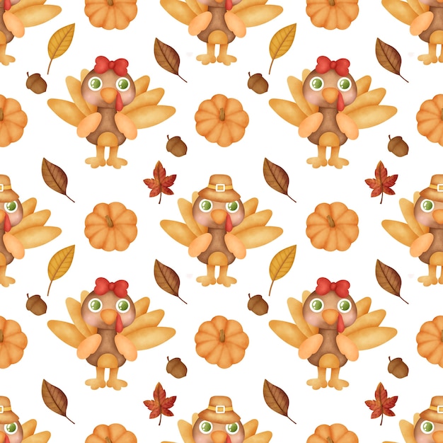 Foto aquarel thanksgiving naadloze patroon