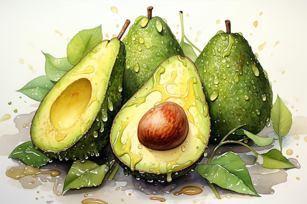 Aquarel van avocado's