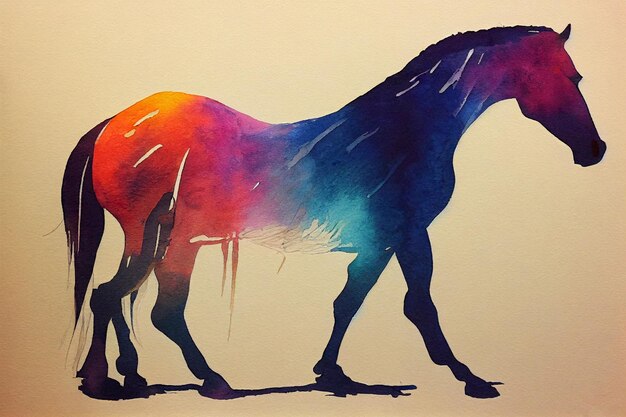 Aquarel van een paard dieren hand tekenen aquarel