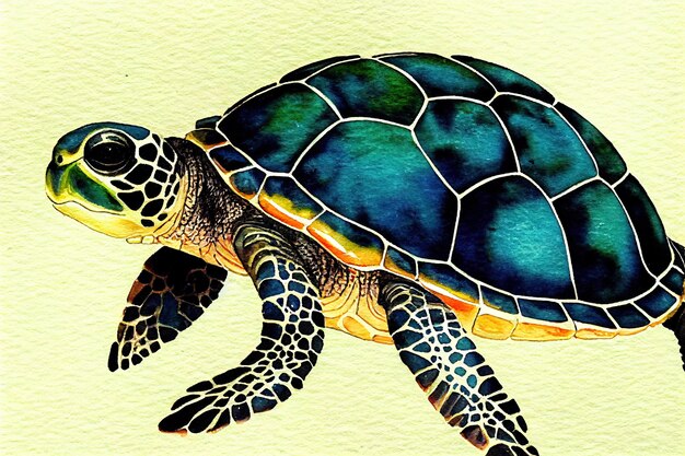 Aquarel van een schildpad dier hand tekenen aquarel