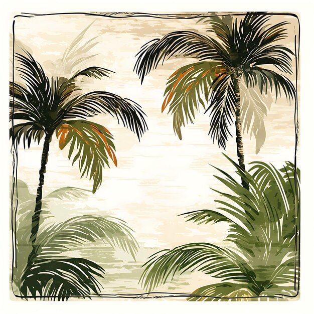 Aquarel van Emirati Palm Rug Palmboom Motief Herhalend Patroon Rectangul Clipart Tshirt Patroon