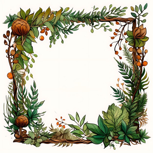 Aquarel van Forest Canopy Earth Hour Frame Frame in de vorm van een luifel van Clipart Tshirt Design