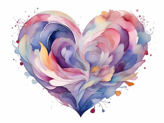 Aquarel Vector Heart Een prachtig geschilderd hart gevuld met levendige kleuren delicaat gelaagd o