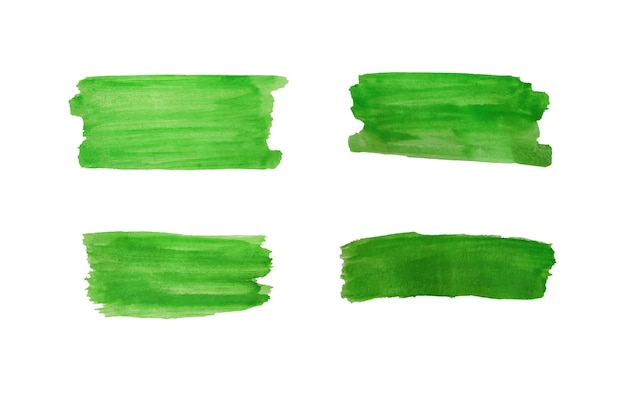 Aquarel verf groene ontwerp lijnen set geïsoleerd op een witte achtergrond