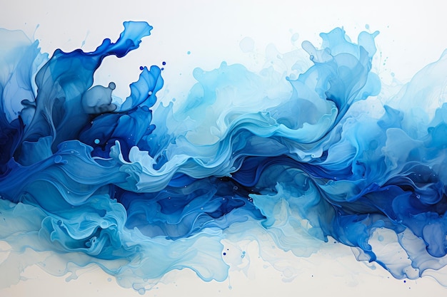 Aquarel verf marmeren achtergrond Abstracte blauwe inkt kleuren kunstwerk aquarel