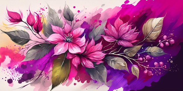 aquarel viva magenta bloemen achtergrond