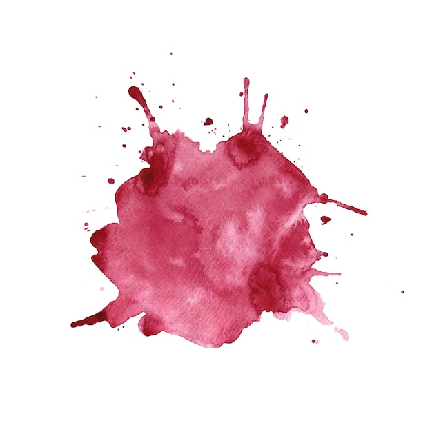 Aquarel vlekken splatter spatten van rood paars Met de hand getekend Abstracte klodder spatten