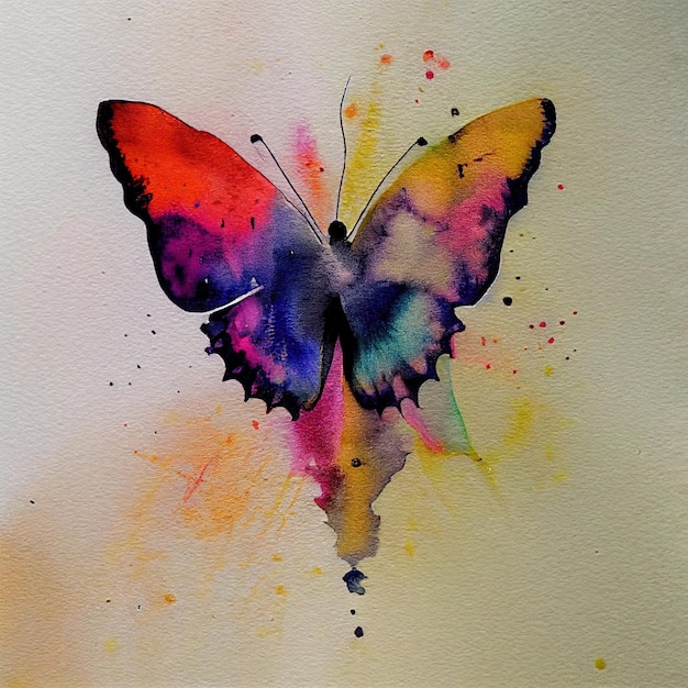 Aquarel Vlinder Inkt Splatter Achtergrond