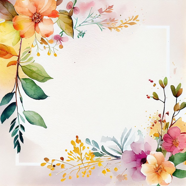 Aquarel wilde bloemen achtergrond aquarelle lente bloemen illustratie Generatieve AI