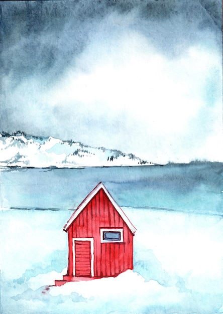 Aquarel winter illustratie