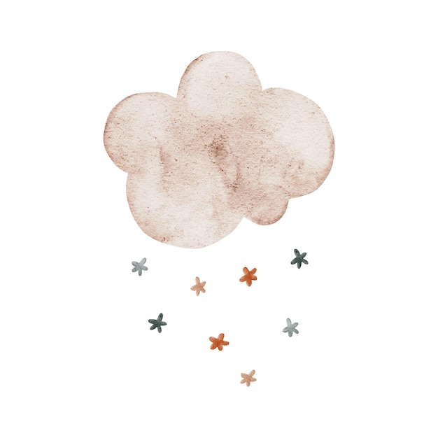 Aquarel wolk met sterren Leuke baby illustratie Clipart voor baby kaarten posters afdrukken baby douche kinderkamer decoraties baby kleding ontwerpen