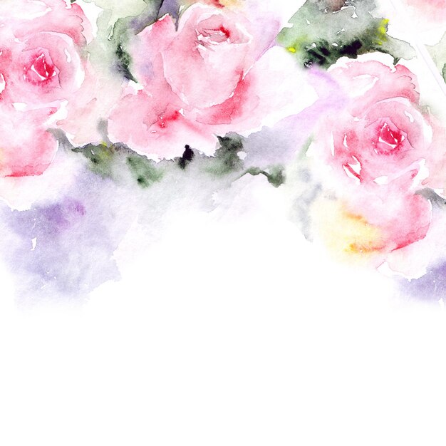 Aquarel zacht roze roze bloemen boeket schilderij voor bruiloft wenskaart ontwerp