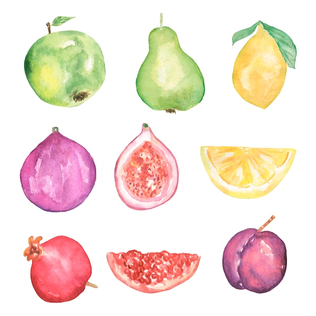 Aquarel zomer fruit clipart set