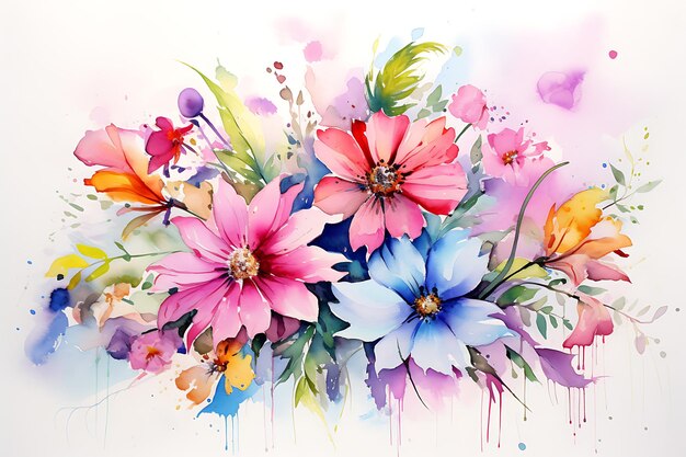 aquarelbloemen met aquarelachtergrond