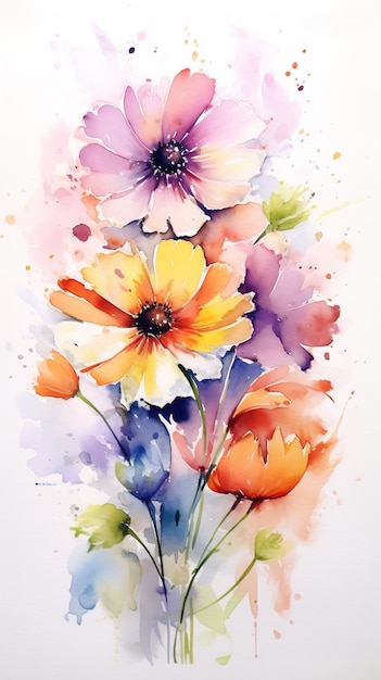 写真 アクアレル ガーデン 水彩 花 鮮やかな色合い 自然の水彩パレット 花の色素