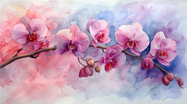 Aquarelle tak van orchideeën