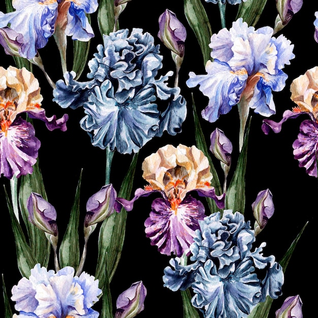 Aquarelpatroon met bloemen iris