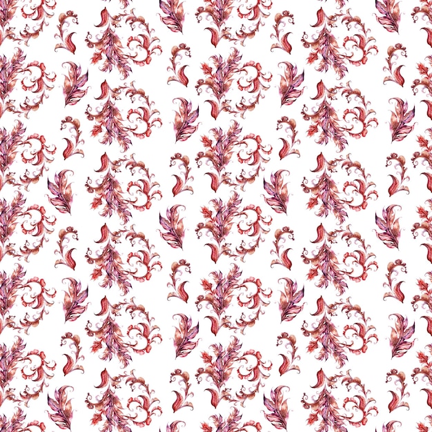 Aquarelreeks naadloze patronen met gestileerde acanthusbladeren