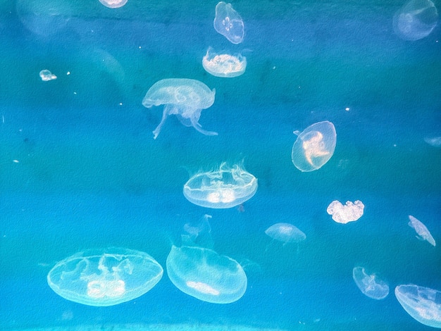 aquarium background fish and jellyfish