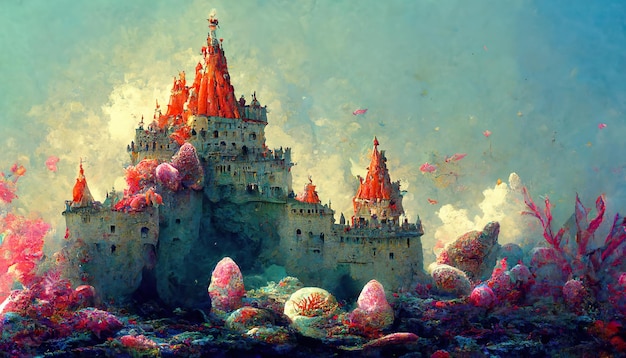 Aquarium castle concept art illustration