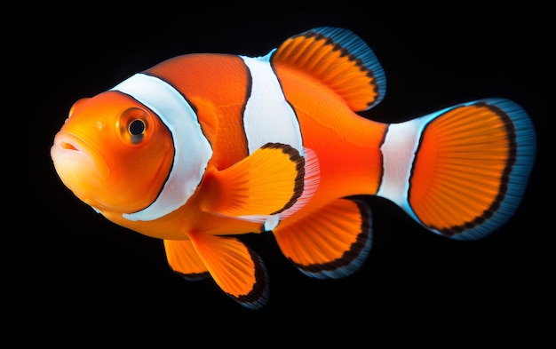 Foto pesce clown dell'acquario su sfondo nero