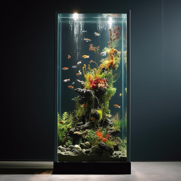 aquarium decoration on white wall