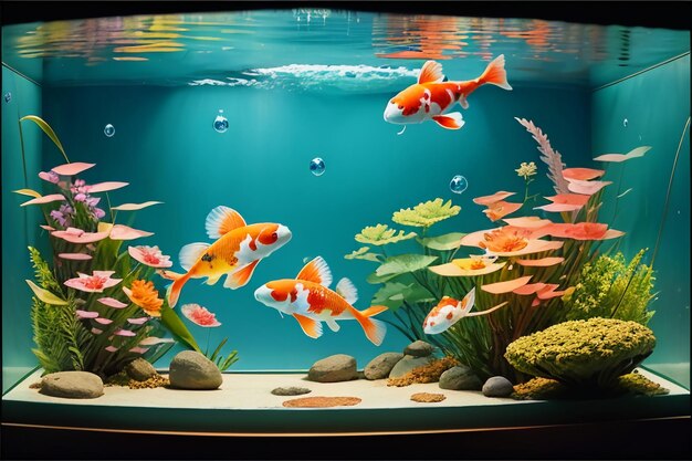 Aquarium fish aquarium beautiful koi breeds wallpaper background illustration