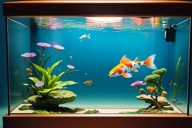 Aquarium Fish Aquarium Beautiful Koi Breeds Wallpaper Background Illustration