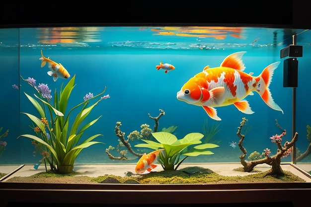 Aquarium Fish Aquarium Beautiful Koi Breeds Wallpaper Background Illustration