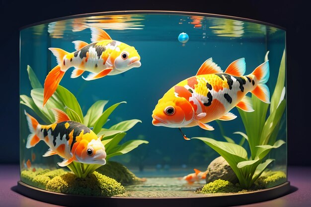 Aquarium Fish Aquarium Beautiful Koi Breeds Wallpaper Background Illustration