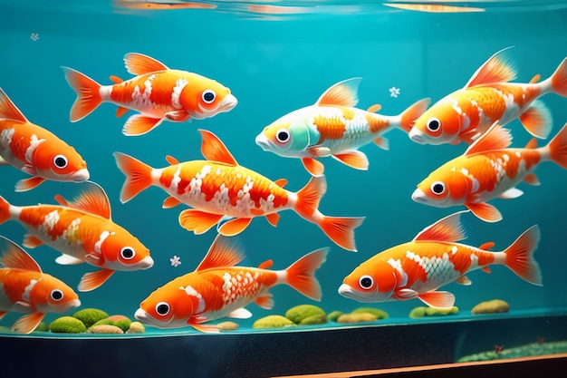 Аквариум Рыбы Аквариум Красивые породы Кой Настенные обои Иллюстрация фона
