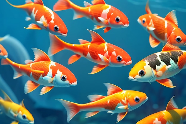 Aquarium Fish Aquarium Beautiful Koi Breeds Wallpaper Background Illustration