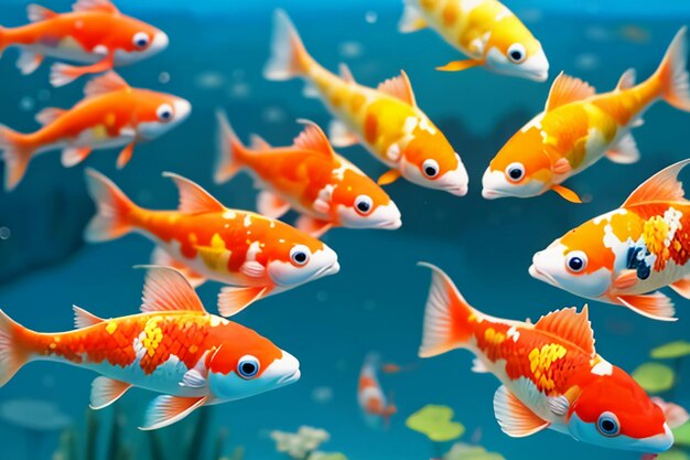 Aquarium fish aquarium beautiful koi breeds wallpaper background illustration