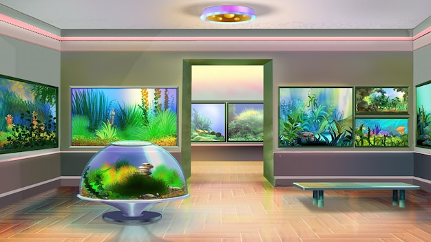 Aquarium fish shop illustration